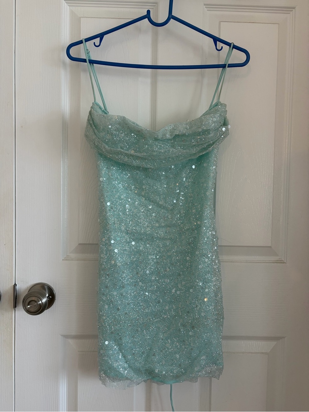 Sparkly Mini Dress in Mint Green Homecoming Winter formal